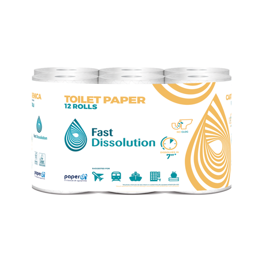 [ID8S165F12 Paperdi 12Rolls 165 Sheets Fast Dissolution 8x12 Rolls] Paperdi Fast Dissolution Toilet Paper
