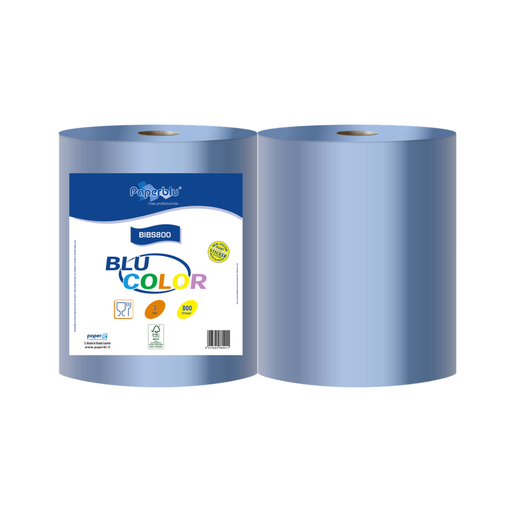 [BIBS800 Paperdi Roll 800 Sheets in mixed cellulose - Blue 3 Ply x 2 Rolls] Paperdi Blue 3-Ply Rolls 
